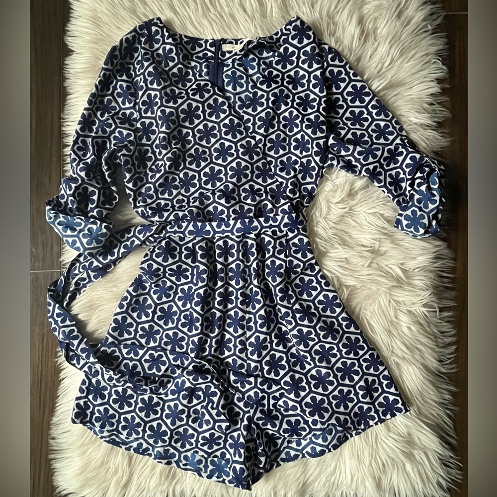Miami Short Blue Patterned Romper One piece Small